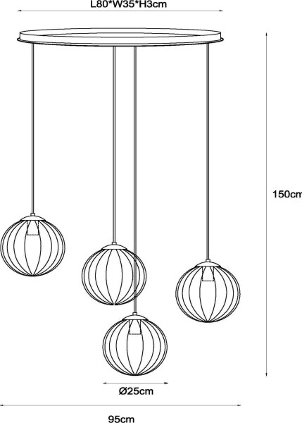 Lucide 45493/04/33 - Lustr na lanku MONSARAZ 4xE27/40W/230V