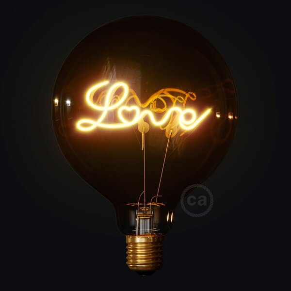 Creative cables Zlatá LED žárovka pro stojící lampy G125 s jedním vláknem "love" 5W E27 2000K