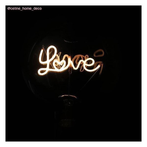 Creative cables Zlatá LED žárovka pro stojící lampy G125 s jedním vláknem "love" 5W E27 2000K