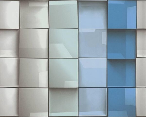 A.S. Création | Vliesová tapeta na zeď Move Your Wall 96020-1 | 0,53 x 10,05 m | zelená, modrá, šedá