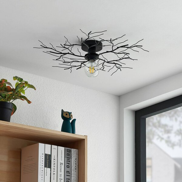 Lindby Stropní svítidlo Vetki, Ø 60 cm, černé, 1 světlo, kovové, stmívatelný, Černá, Obývací pokoj / jídelna, kov, Moderní
