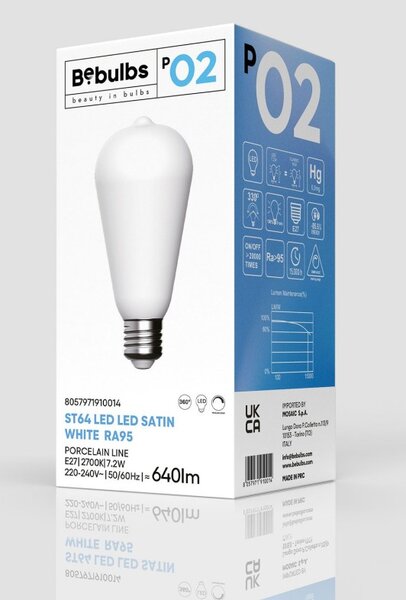 Creative cables LED žárovka E27 CRI95 ST64 7,2W 2700K stmívatelná
