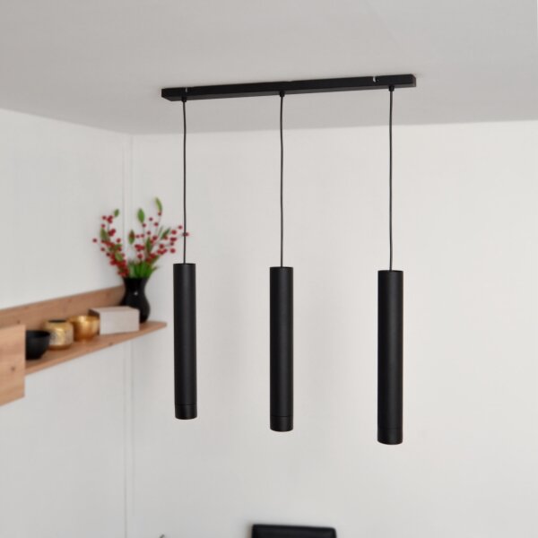 LED Lustr na lanku TUBA 3xGU10/4,8W/230V černá