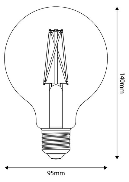 Creative cables LED žárovka E27 CRI95 G95 7,2W 2700K stmívatelná