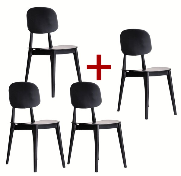 Plastová jídelní židle SIMPLY 3+1 ZDARMA, černá