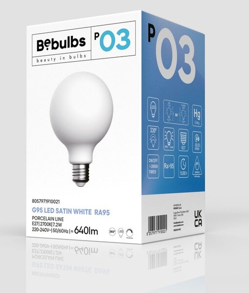 Creative cables LED žárovka E27 CRI95 G95 7,2W 2700K stmívatelná