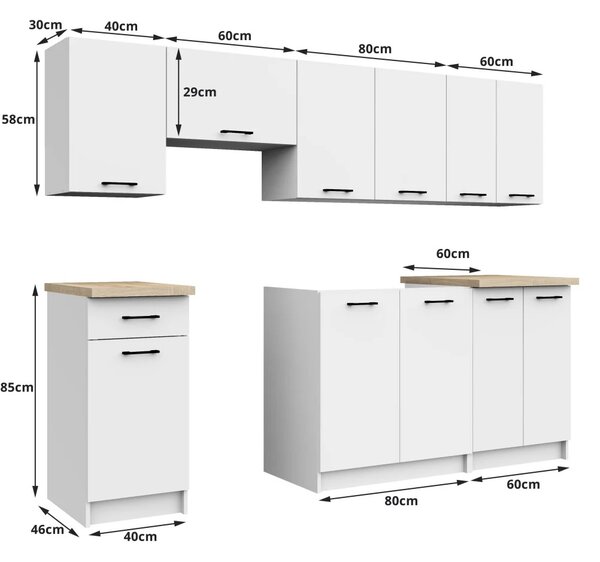 Rovná kuchyňská linka 240 cm VERMINA - bílá