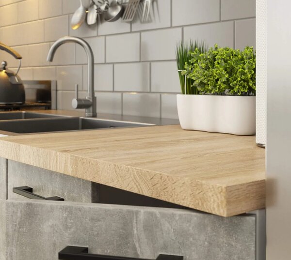 Rovná kuchyňská linka 180 cm VERMINA - bílá / beton