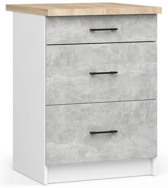 Kuchyňská linka 240 cm VERMINA - bílá / beton