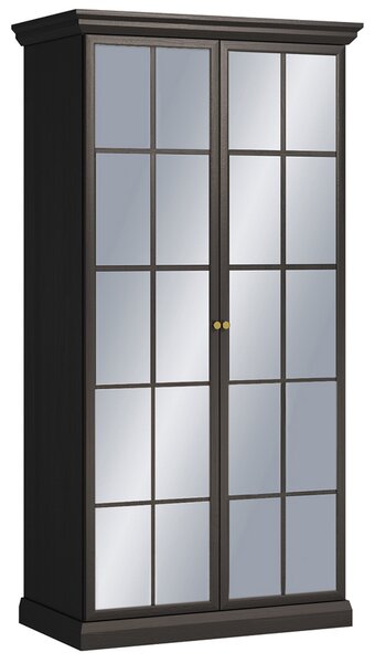 LUCCA c | šatní skříň S2DL se zrcadly | 102,4 cm | černá