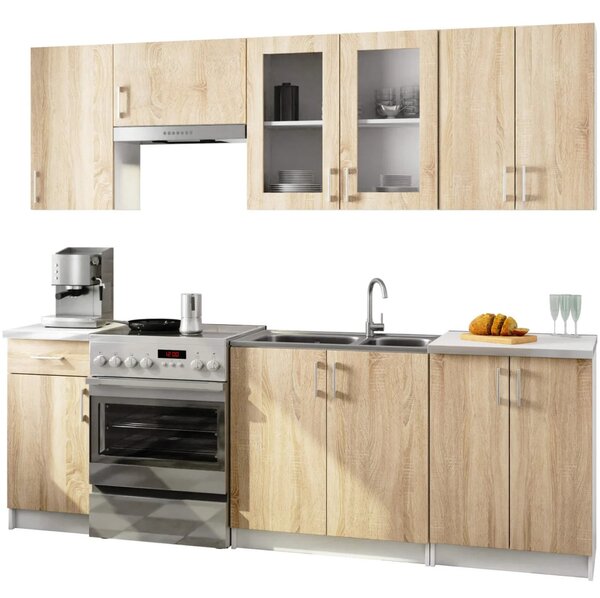 Kuchyňská linka do paneláku 240 cm TRIVORA - dub sonoma / bílá
