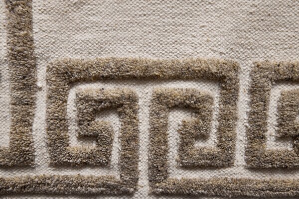 Diamond Carpets India, Ručně vázaný kusový koberec Greek DESP P86 Ivory White Antique Mud, 80x150, bílá, chodba / předsíň