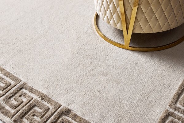 Diamond Carpets India, Ručně vázaný kusový koberec Greek DESP P86 Ivory White Antique Mud, 80x150, bílá, chodba / předsíň