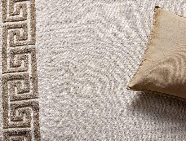 Diamond Carpets India, Ručně vázaný kusový koberec Greek DESP P86 Ivory White Antique Mud, 80x150, bílá, chodba / předsíň