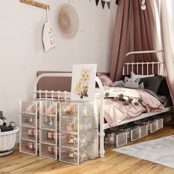 Organizér na boty MARI, 18 boxů, průsvitná/bílá SongmicsHome