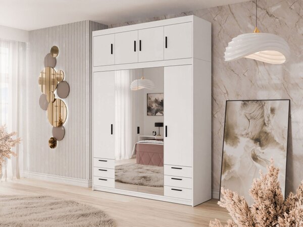Zrcadlová skříň Melen 4D6S + nástavec, Barva: bílá 5903211470578