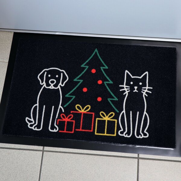 Mercury Flooring, Rohožka Vánoce u Pejska a kočičky 40x60 cm, 40x60, černá