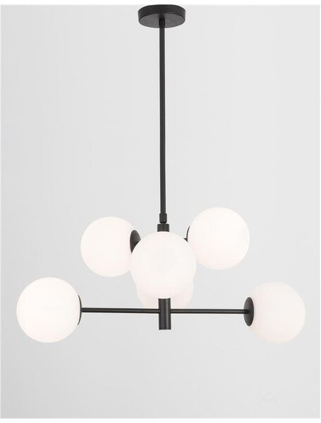 Nova Luce Závěsné svítidlo IMPERO bílé matné sklo černý kov E14 6x5W