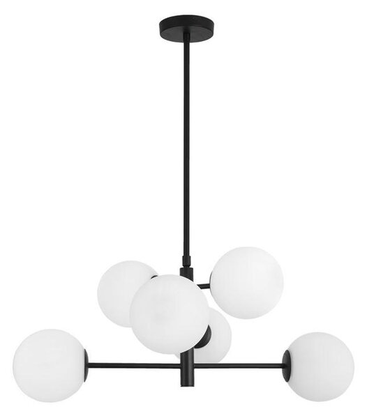 Nova Luce Závěsné svítidlo IMPERO bílé matné sklo černý kov E14 6x5W