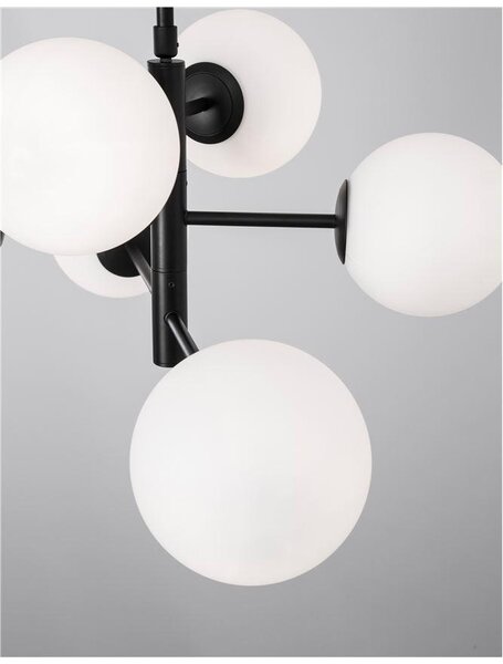 Nova Luce Závěsné svítidlo IMPERO bílé matné sklo černý kov E14 6x5W