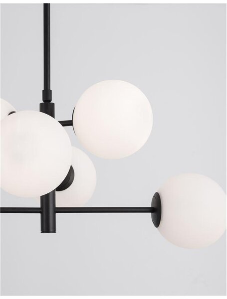 Nova Luce Závěsné svítidlo IMPERO bílé matné sklo černý kov E14 6x5W