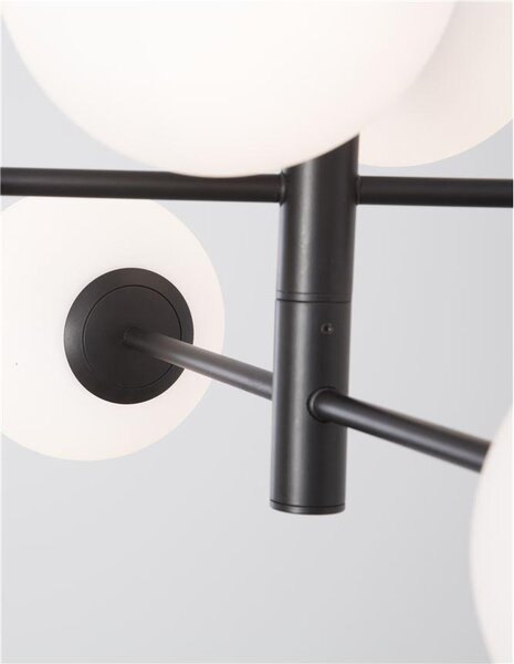Nova Luce Závěsné svítidlo IMPERO bílé matné sklo černý kov E14 6x5W