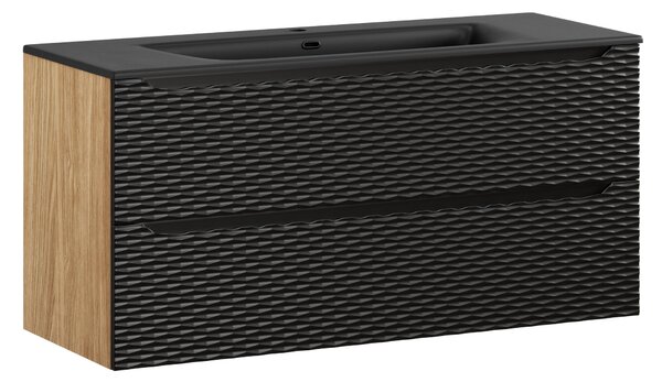Comad Koupelnová skříňka s keramickým umyvadlem Ocean Black III 120 cm - černá mat