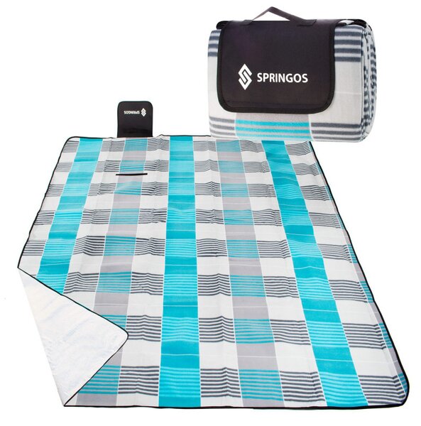 Pikniková deka 200x200 cm SPRINGOS PM002 modro-šedá