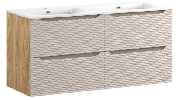 Comad Koupelnová skříňka s keramickým dvojumyvadlem Ocean Beige 120 cm - béžová