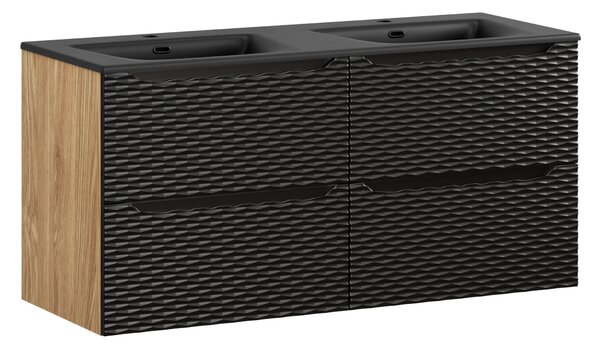 Comad Koupelnová skříňka s keramickým dvojumyvadlem Ocean Black II 120 cm - černá mat