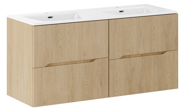 Comad Koupelnová skříňka s keramickým dvojumyvadlem Nordic Cremona 120 cm - dub cremona