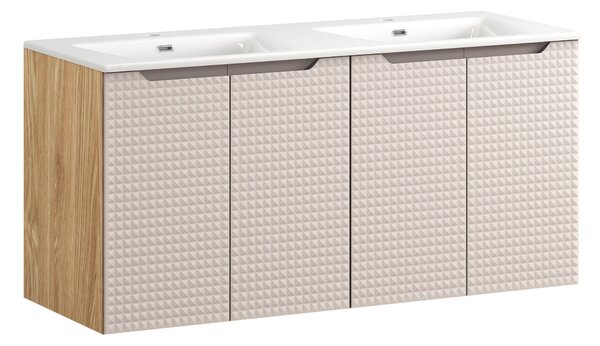 Comad Koupelnová skříňka s keramickým dvojumyvadlem Luxor Beige 120 cm - béžová