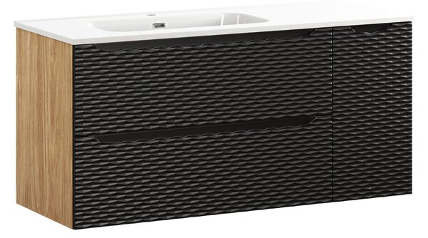 Comad Koupelnová skříňka s keramickým umyvadlem Ocean Black 120 cm - černá mat