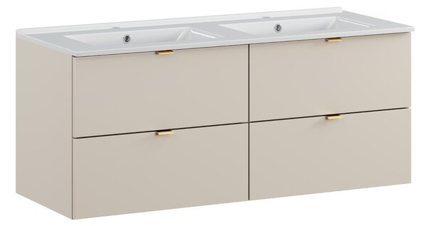 Comad Koupelnová skříňka s keramickým dvojumyvadlem Dalia Cashmere 120 cm - kašmír