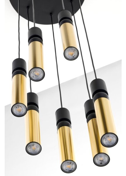 Jupiter 2018 - Lustr na lanku ALAS 7xGU10/10W/230V zlatá/černá