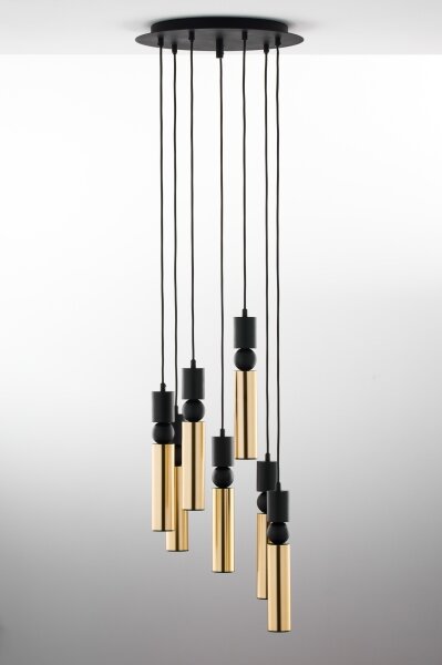 Jupiter 2018 - Lustr na lanku ALAS 7xGU10/10W/230V zlatá/černá