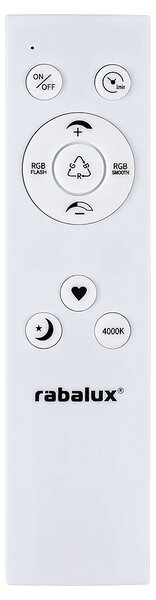 Rabalux 2290 Rasmus LED Stropní svítidlo s ovladačem | Přírodní bílá | RGB | Stmívatelné | 22W | Bílá | Kov | Stříbrná - r-2290