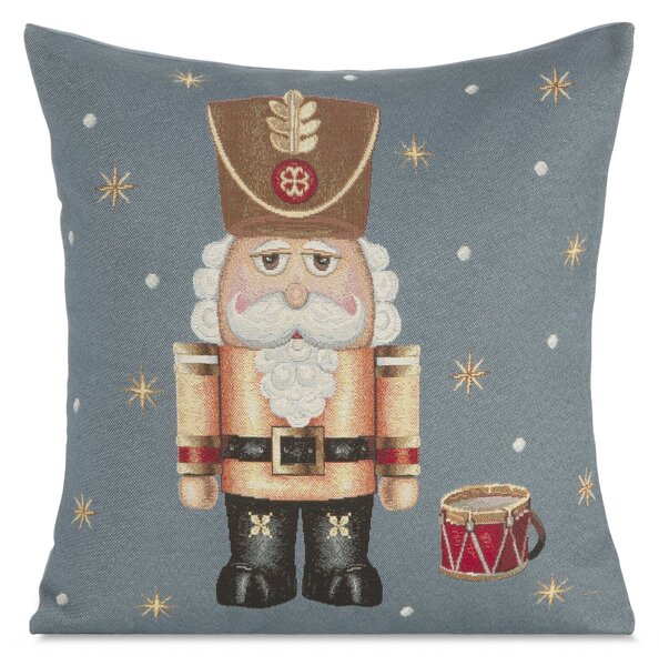 VÁNOČNÍ GOBELÍNOVÁ DEKORAČNÍ POVLAK NA POLŠTÁŘ NUTCRACKER1 45X45 CM VZOROVANÁ