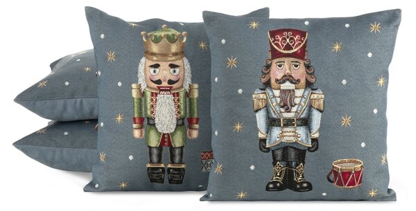 VÁNOČNÍ GOBELÍNOVÁ DEKORAČNÍ POVLAK NA POLŠTÁŘ NUTCRACKER1 45X45 CM VZOROVANÁ