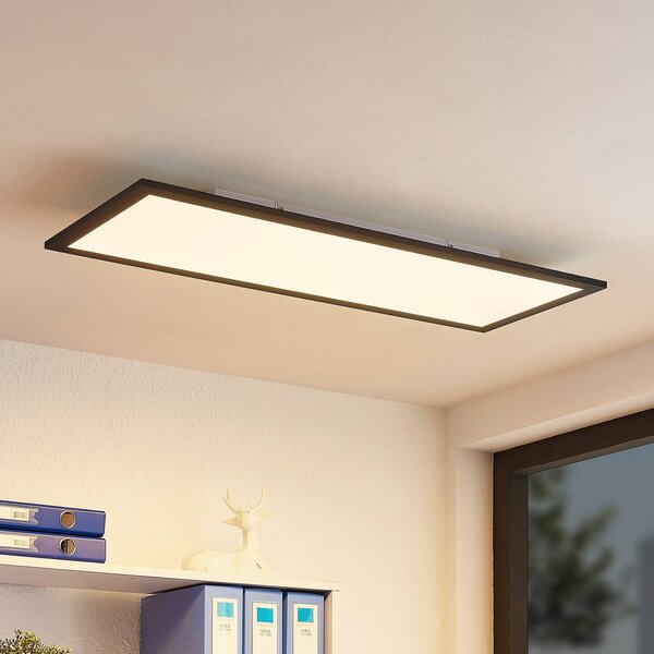 Lindby LED panel Nelios, 80 x 30 cm, 4 000K, černý, kovový, Černá, Kuchyň, Hliník, Moderní