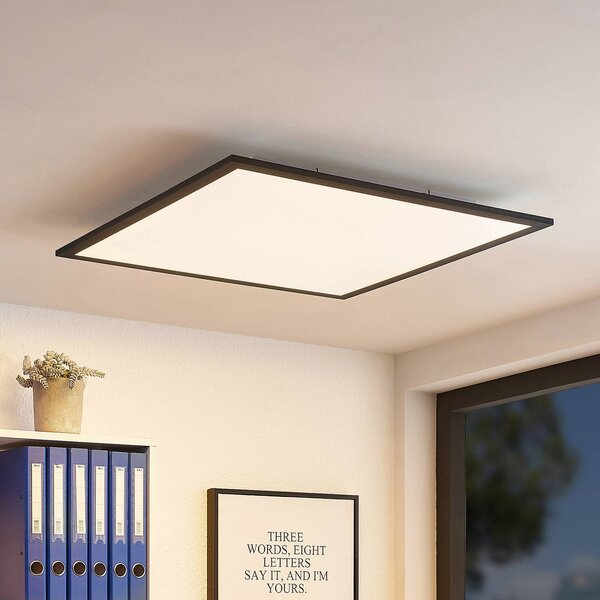 Lindby LED panel Nelios, 62 x cm, 4 000K, černý, kovový, Černá, Kuchyň, Hliník, Moderní