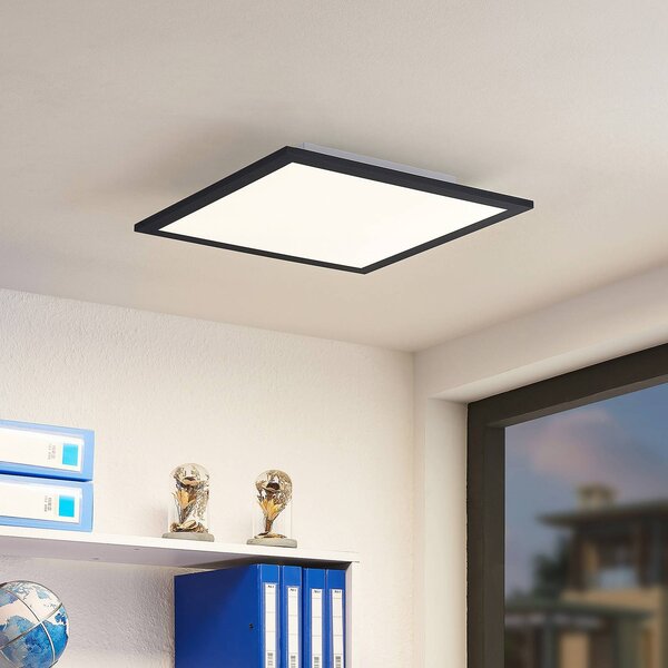 Lindby LED panel Nelios, 40 x cm, 4 000K, černý, kovový, Černá, Kuchyň, Hliník, Moderní