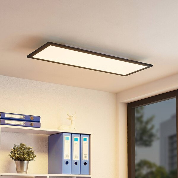 Lindby LED panel Nelios, 80 x 30 cm, 4 000K, černý, kovový, Černá, Kuchyň, Hliník, Moderní