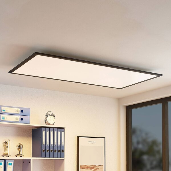 Lindby LED panel Nelios, 120 x 60 cm, 4000K, černý, kovový, Černá, Kuchyň, Hliník, Moderní