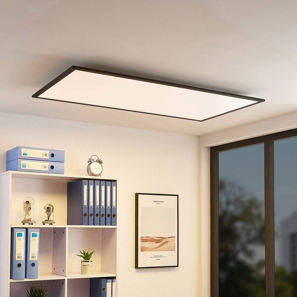 Lindby LED panel Nelios, 120 x 60 cm, 4000K, černý, kovový, Černá, Kuchyň, Hliník, Moderní