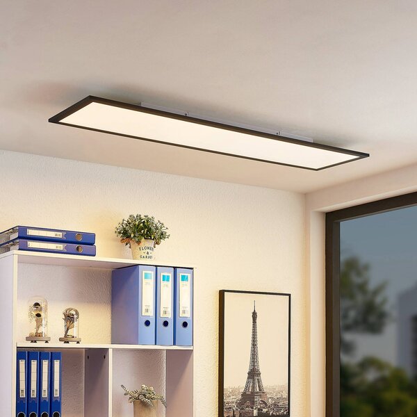 Lindby LED panel Nelios, 120 x 30 cm, 4000K, černý, kovový, Černá, Kuchyň, Hliník, Moderní