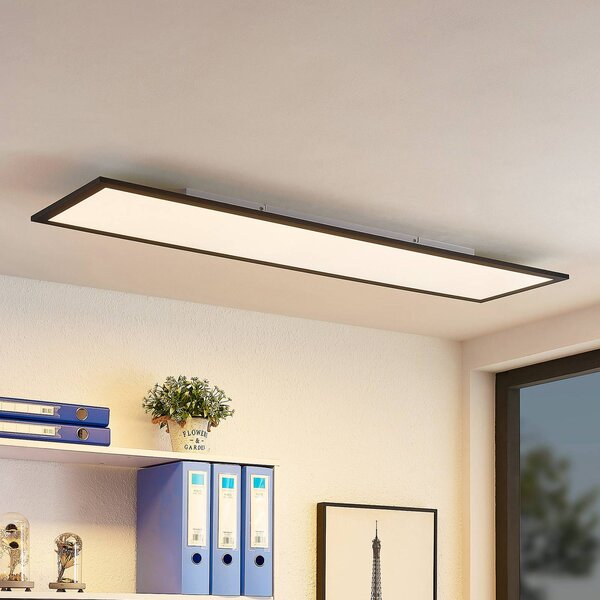Lindby LED panel Nelios, 120 x 30 cm, 4000K, černý, kovový, Černá, Kuchyň, Hliník, Moderní
