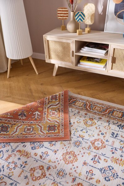 Šňůrkový oboustranný koberec ECHO FLORAL Ivory