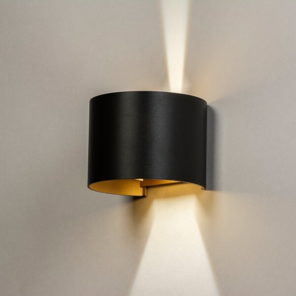 Nástěnné venkovní designové LED svítidlo Daniel Black and Gold (LMD)