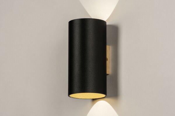 Nástěnné koupelnové designové svítidlo Baurne Black and Gold (LMD)